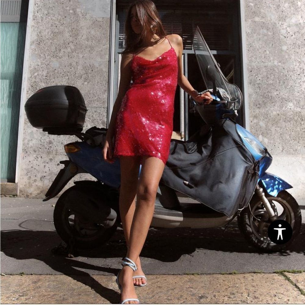 Zara Fuschia Sequin Dress Contemporary Feminine Event Party Swiftie Concert Gala